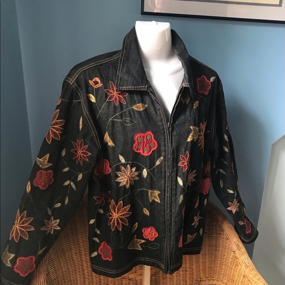 Chico’s Embroidered/Beaded Denim Jacket - Picture 2 of 8